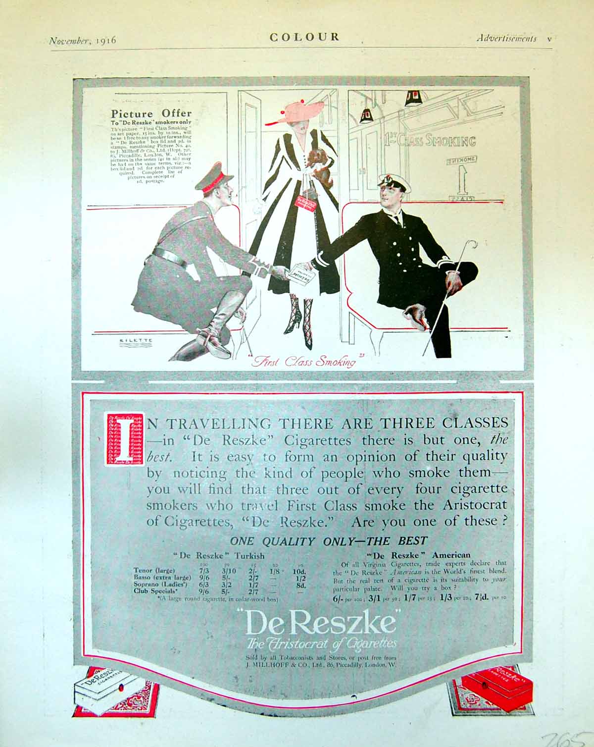 Old De Reszke Cigarette Advert Train Travel Pears Talcum Powder 1916 20th
