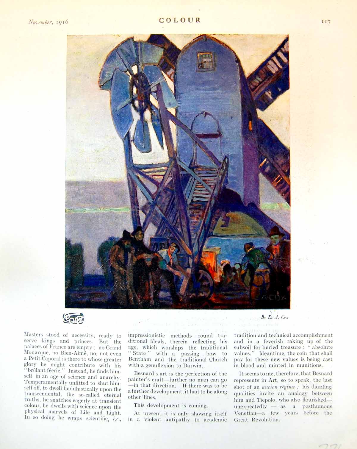 Old Blue Windmill E. A. Cox Men Working F.M.M. Pilkington Garden 1916 20th