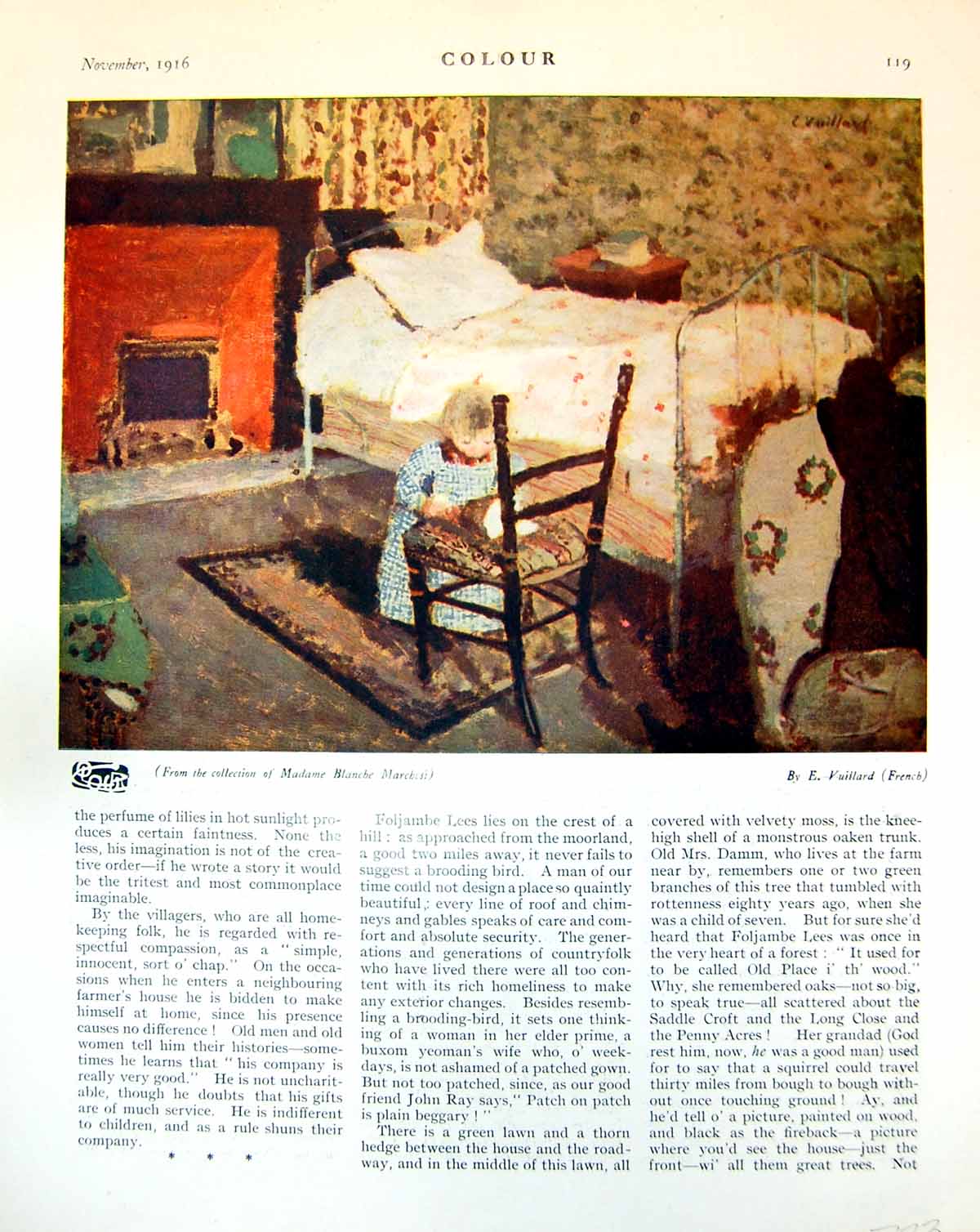 Old Child Cat Bedroom Chair E. Vuilard Porta Della Carta Venice 1916 20th