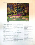 Old Stylised Tree Scene E White Egyptian Harp Playing G Langdale 1916 20th