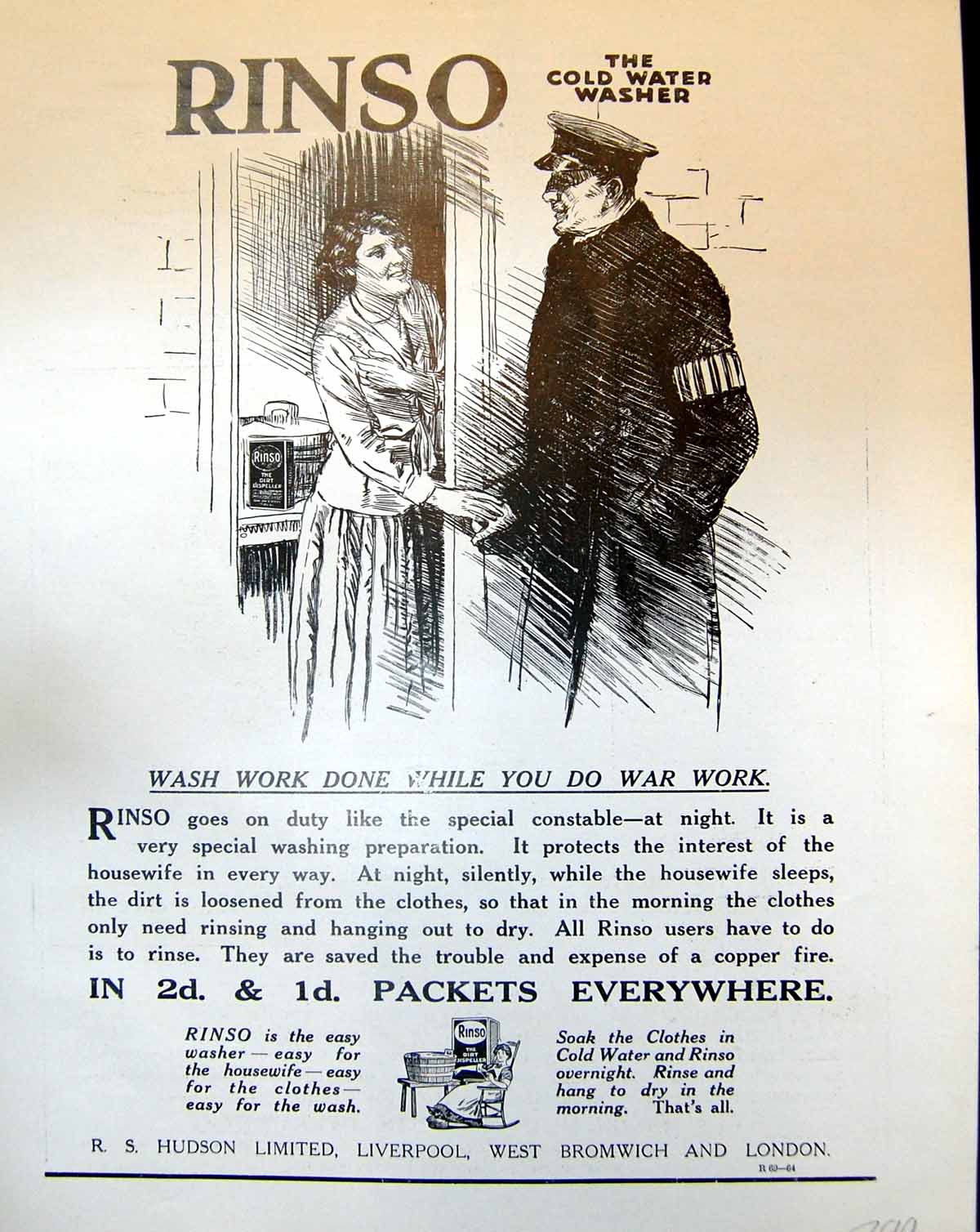 Antique Old Print Rinso CWater Washer Silk Shades Winsor Newton Adverts 1916