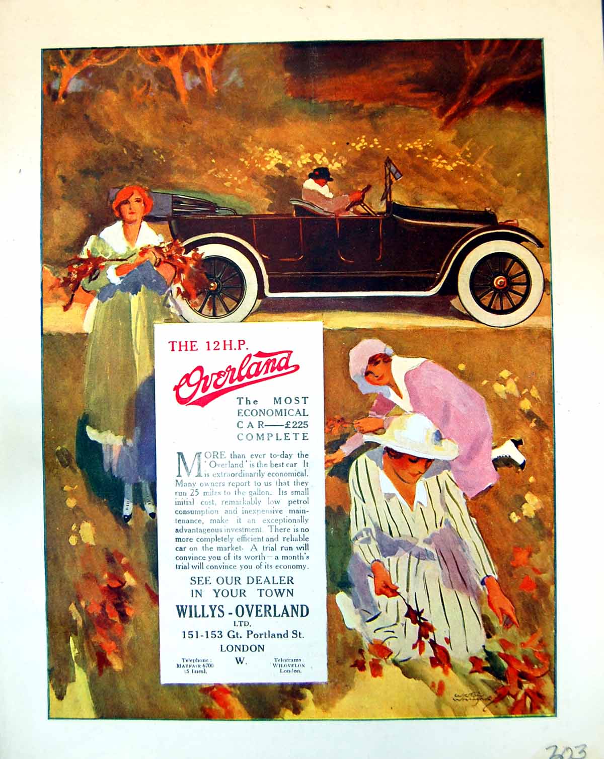 Antique Print Overland Car Advertisement Ladies Flowers Lifebouy Soap C1916