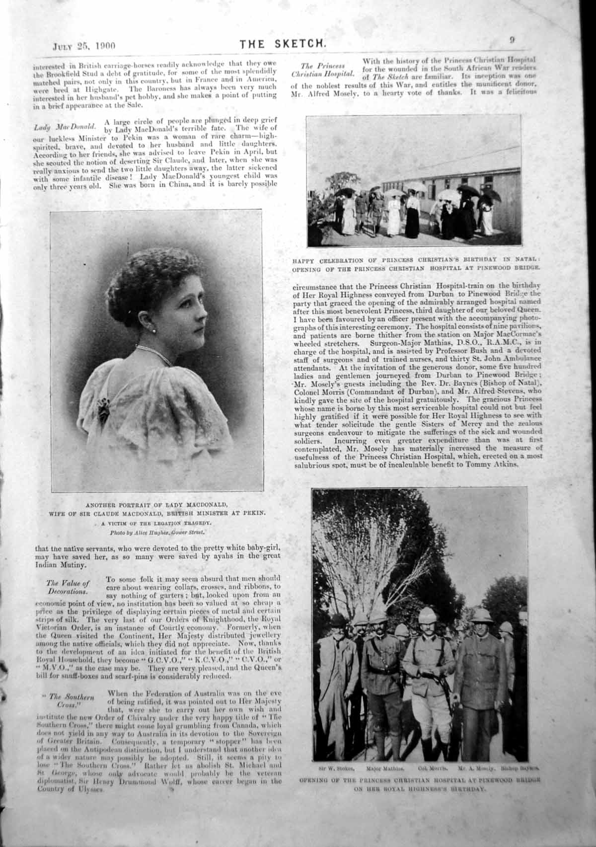 Old Print Lady Macdonald Open Princess Christian Hospital Laura Burt 1900 20th
