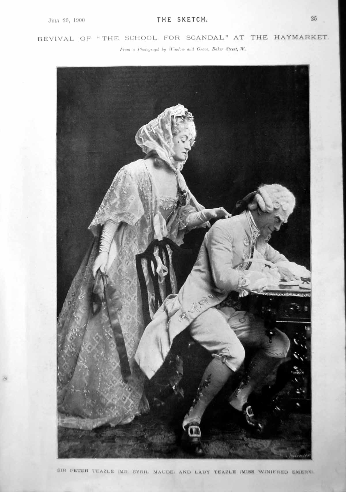 Original Old Antique Print Cyril Maude Winifred Emery The Late Shah Persia 1900