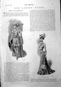 Antique Print Fashion From Paris Exposition For Trouville Dinner Gown 1900 20th