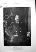 Original Old Antique Print Grand Duke Alexis Russian Navy Goodwood House 1900