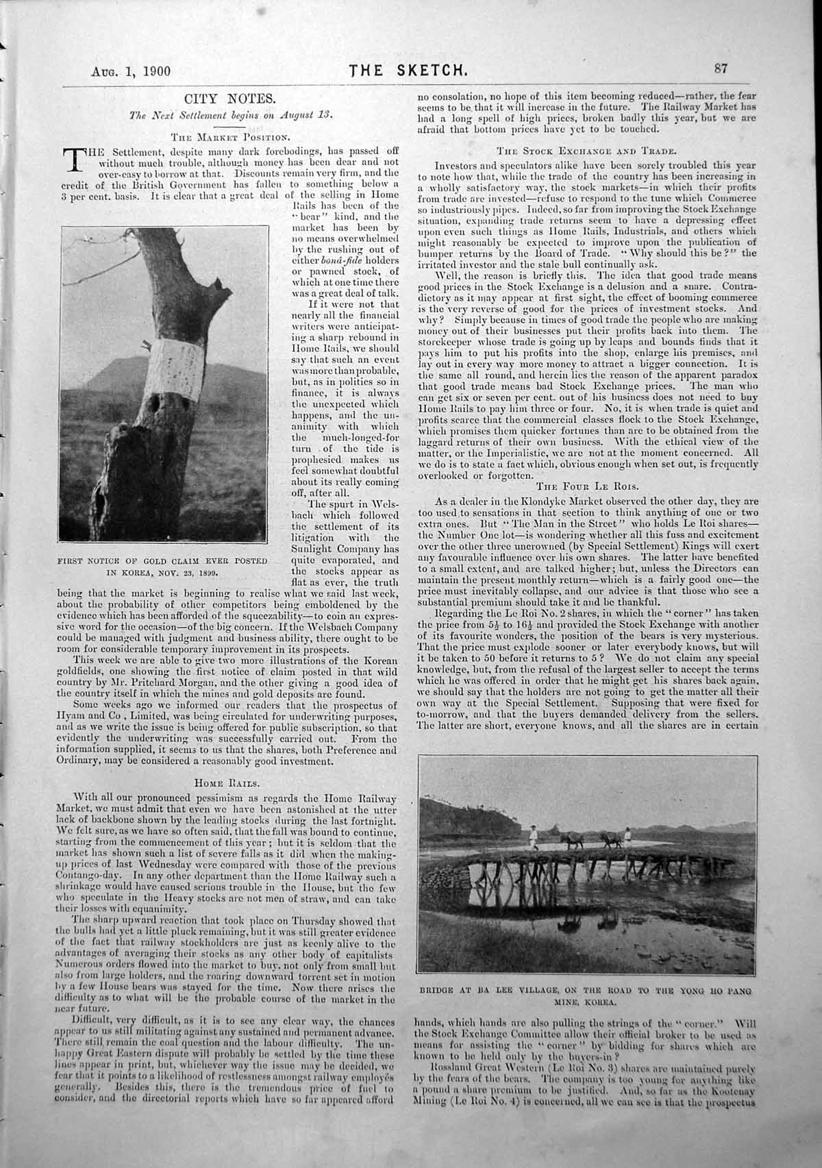 Antique Old Print First Notice GClaim Posted Korea Bridge Yong Ho Pang 1900