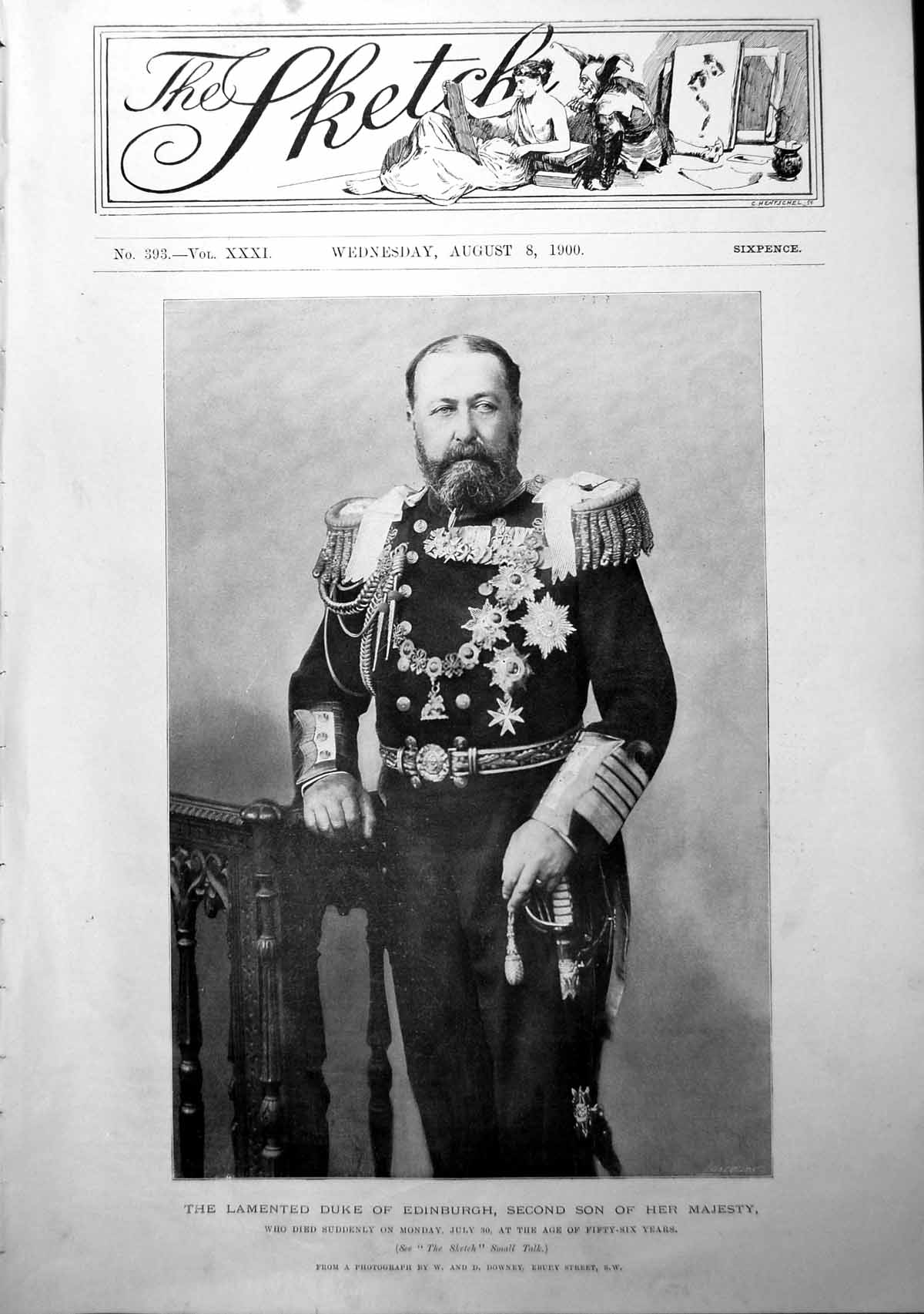 Original Old Antique Print Lamented Duke Edinburgh Second Son Her Majesty 1900