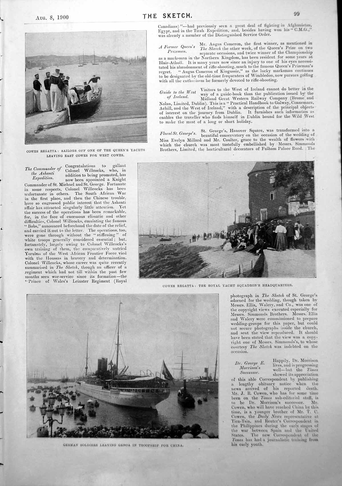 Antique Old Print Cowes Regatta German Siers For China Chinese Embassy 1900