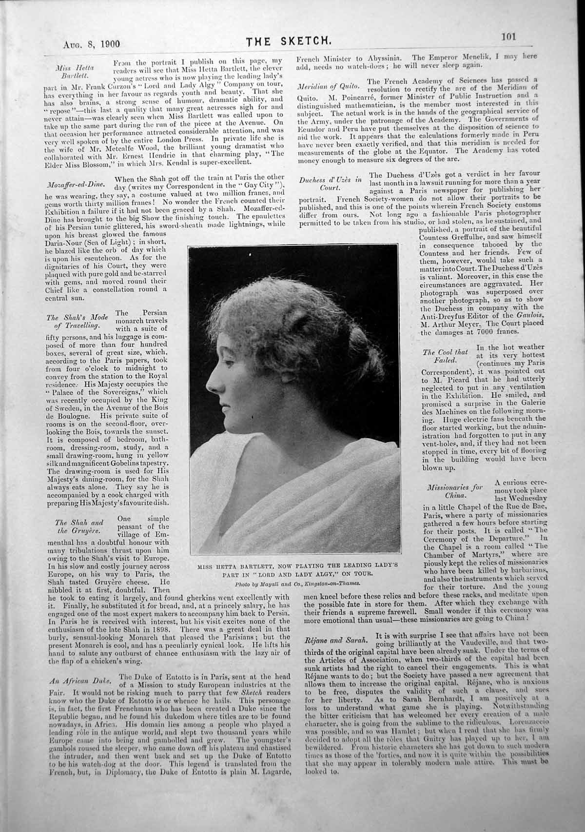Old Antique Print Miss Hetta Bartlett Tom B Caricatures Bank Holiday 1900 20th
