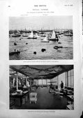 Antique Old Print Royal Cowes Yachts Yacht Squadron Verandah Club House 1900
