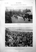 Antique Old Print Londoner'S Bank Holiday Southend Sands Ramsgate Humour 1900