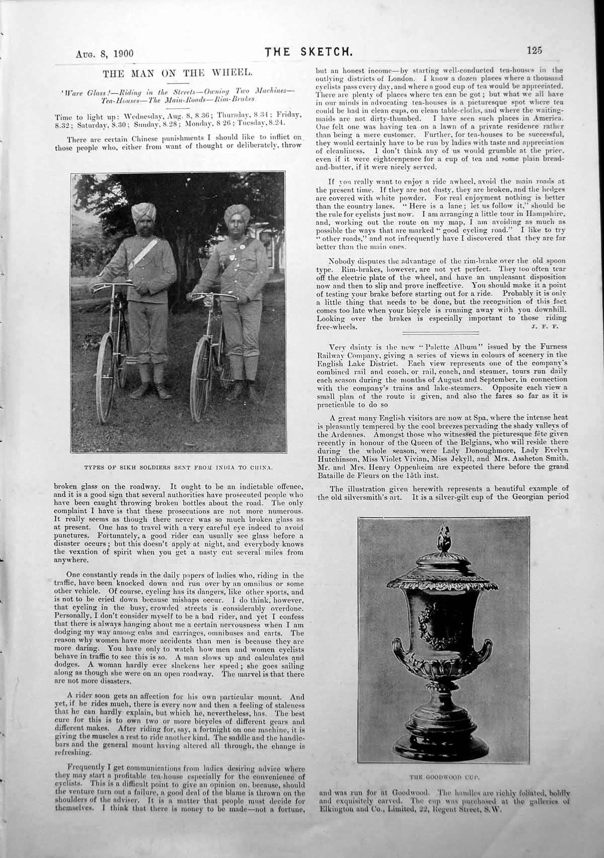 Old Antique Print Sikh Siers Goodwood Cup Steamship Arundel At Sea 1900 20th