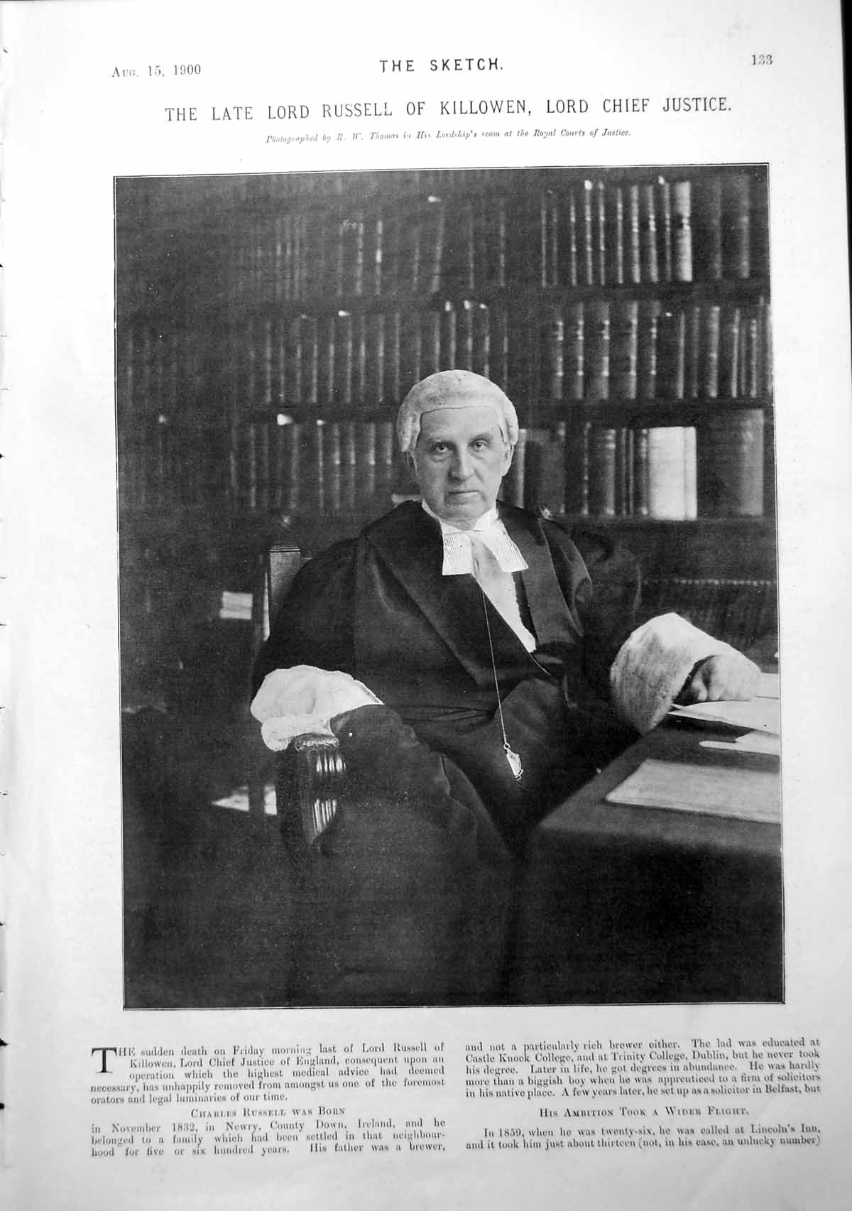 Original Old Antique Print Late Lord Russell Killowen Lord Chief Justice 1900
