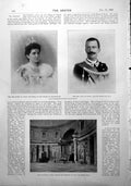 Old Print King Queen Italy Pantheon Rome Prince Hohenlohe-Langenburg 1900 20th