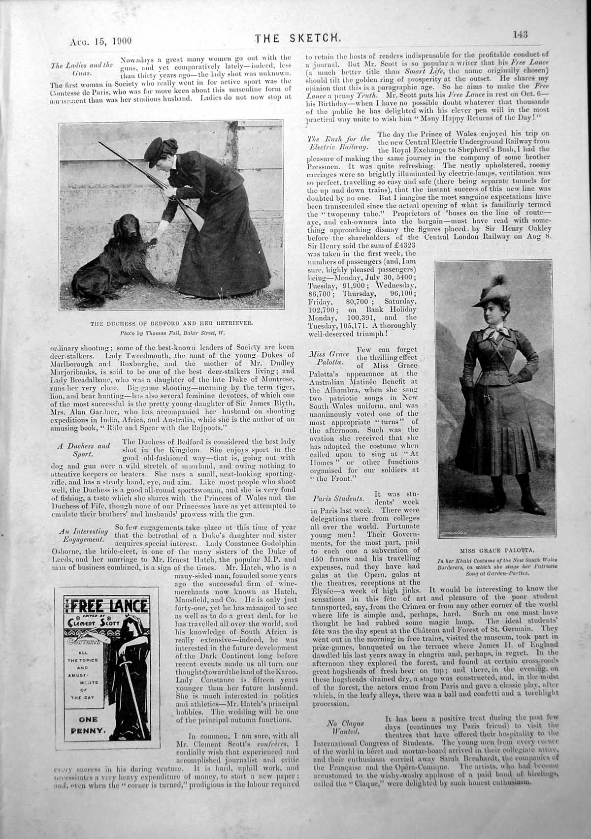 Old Antique Print Duchess Bedford Retriever Grace Palotta Tom Browne 1900 20th