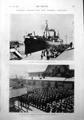 Antique Old Print Batavia German Troops Heading China Engines Hms Viper 1900