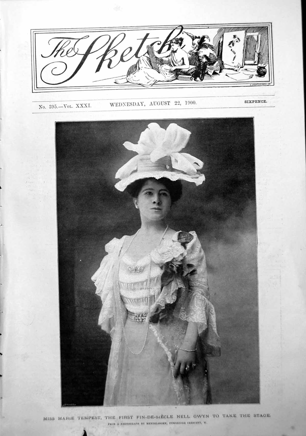 Antique Print Miss Marie Tempest First Fin-De-Siecle Nell Gwynn Stage 1900 20th