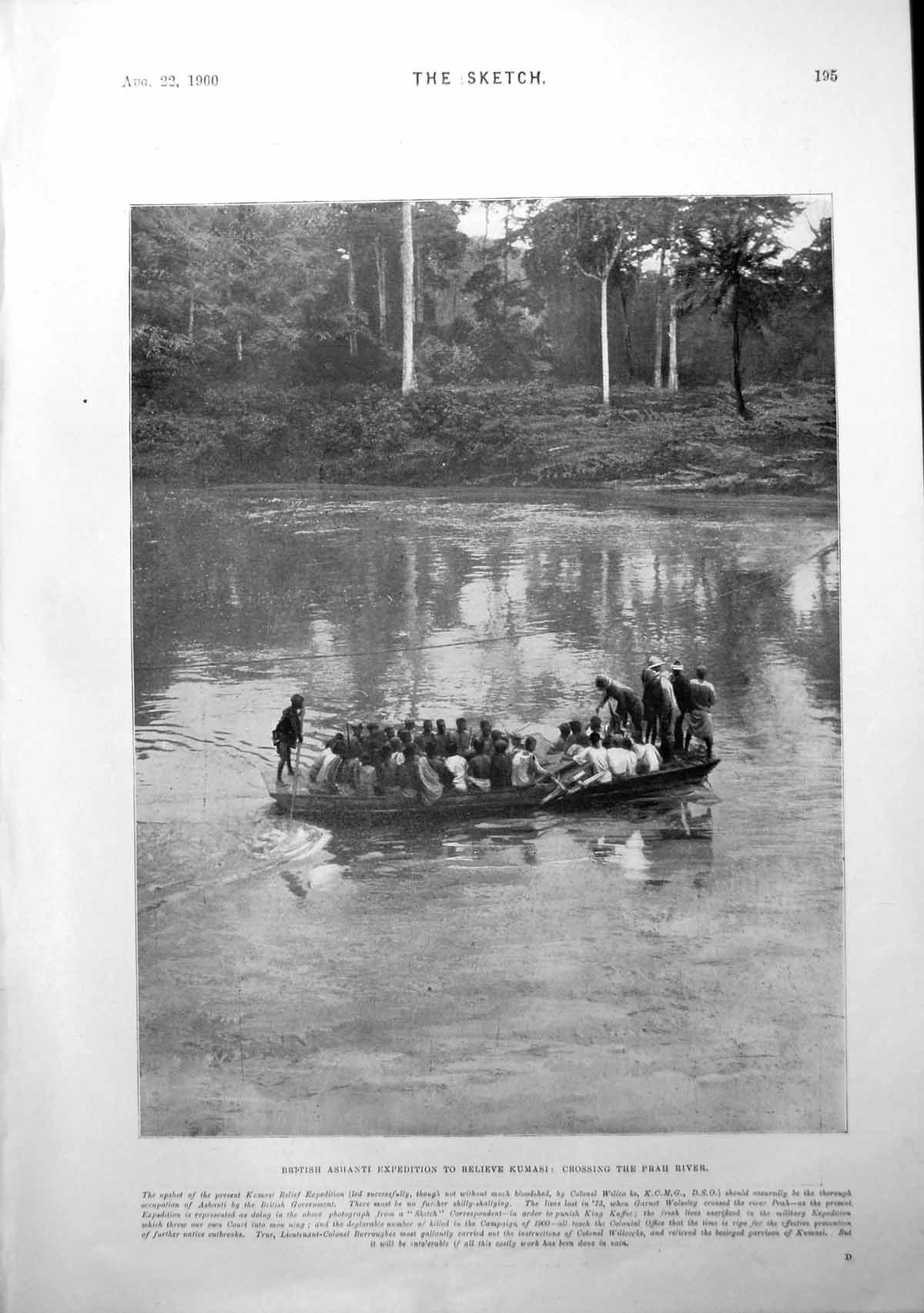 Old British Ashanti Expedition Crossing Prah River Miss G Elliott 1900 20th