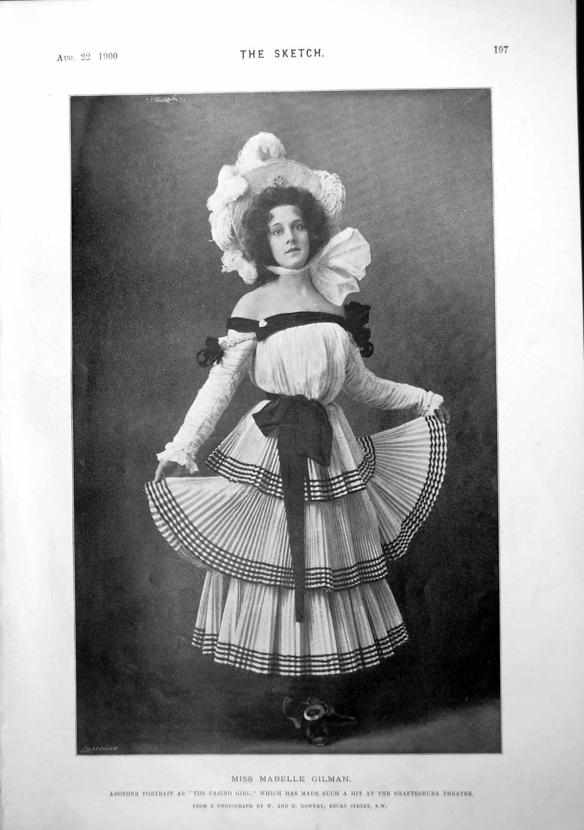 Antique Old Print Miss Mabelle Gilman The Casino Girl Nell Gwyn Two Sons 1900