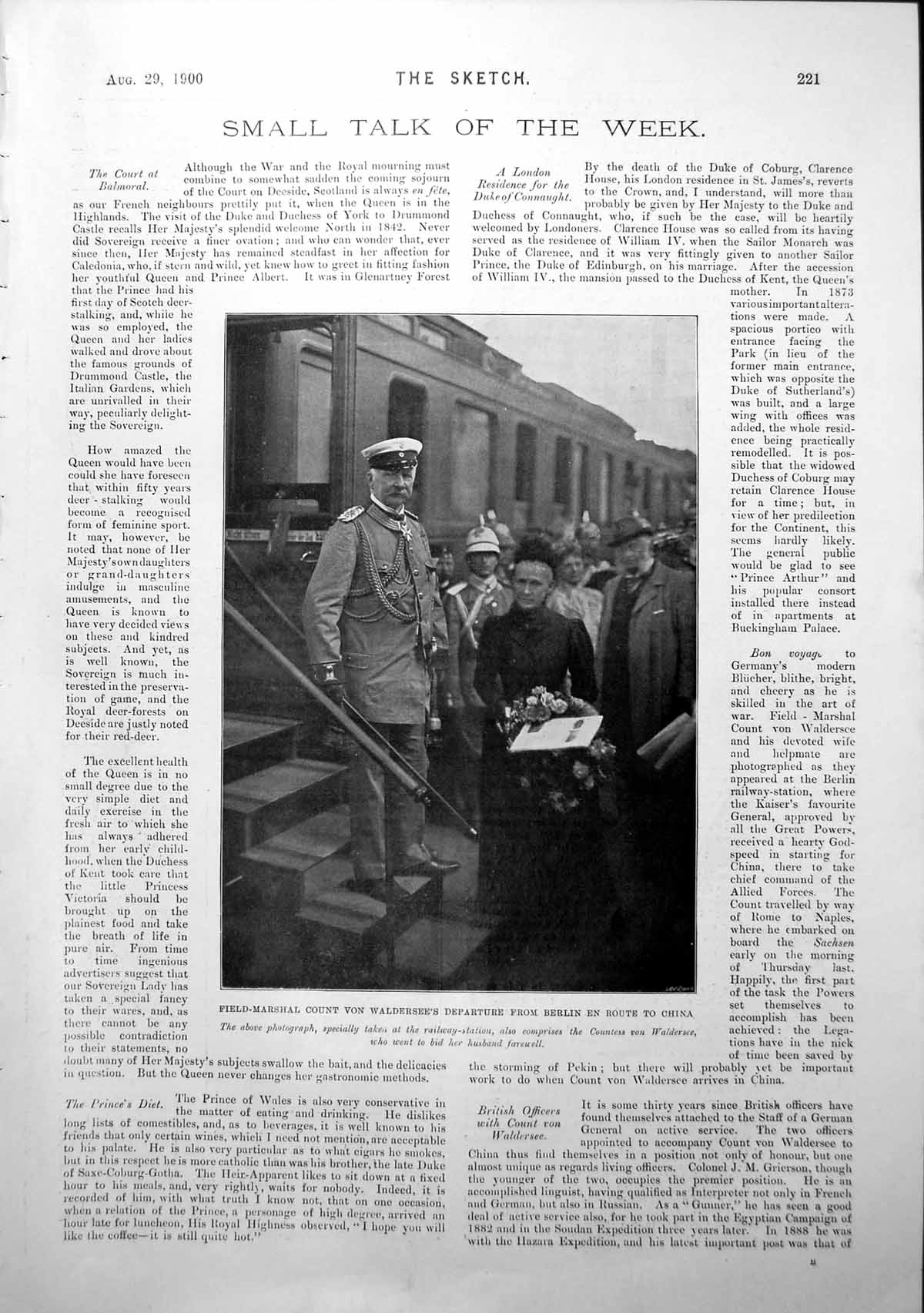 Old Antique Print Field-Marshall Count Von Waldersee Muriel Wylford 1900 20th