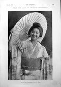 Old Print Sweetest Girl In Asia Parasol Normandy Coast Dieppe Fecamp 1900 20th