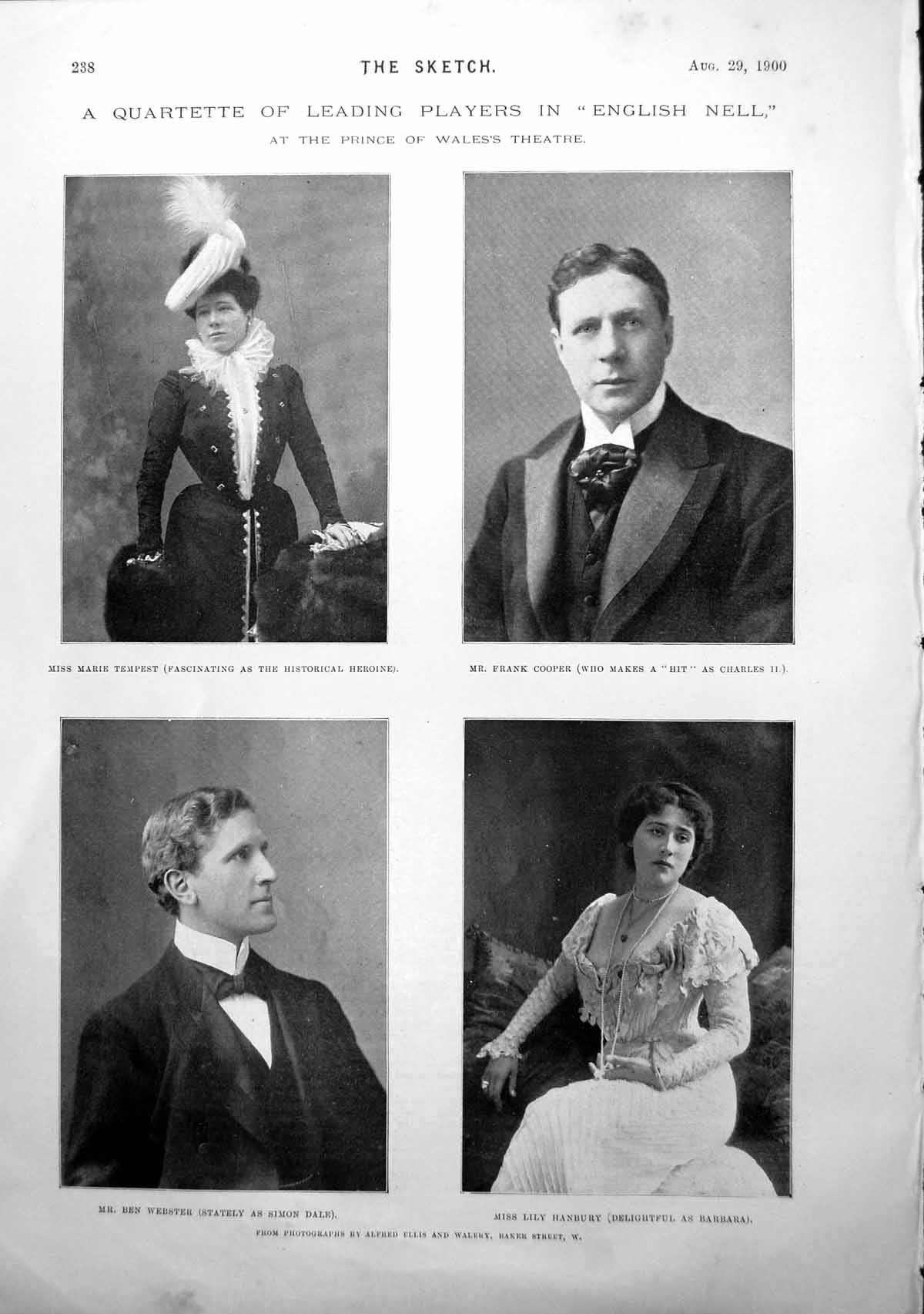 Old Print Leading Players In English Nell Mr Lehmann Coaching Oxford 1900 20th