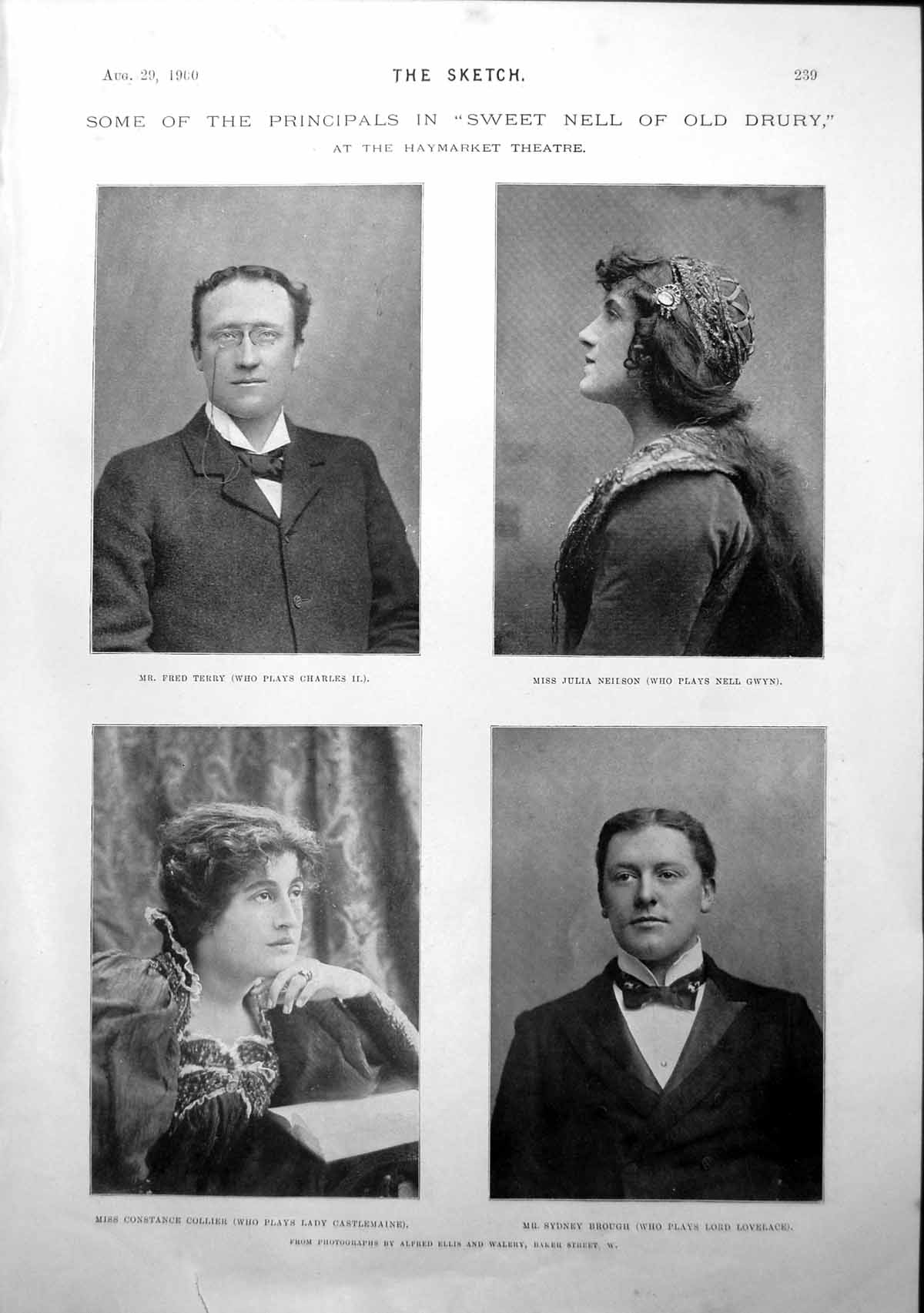 Old Antique Print Principals Sweet Nell Drury Ramsgate Sands Margate 1900 20th