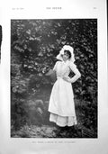 Antique Old Print Country Lass Outdoors Ivy Wall Jug May Break A Heart 1900