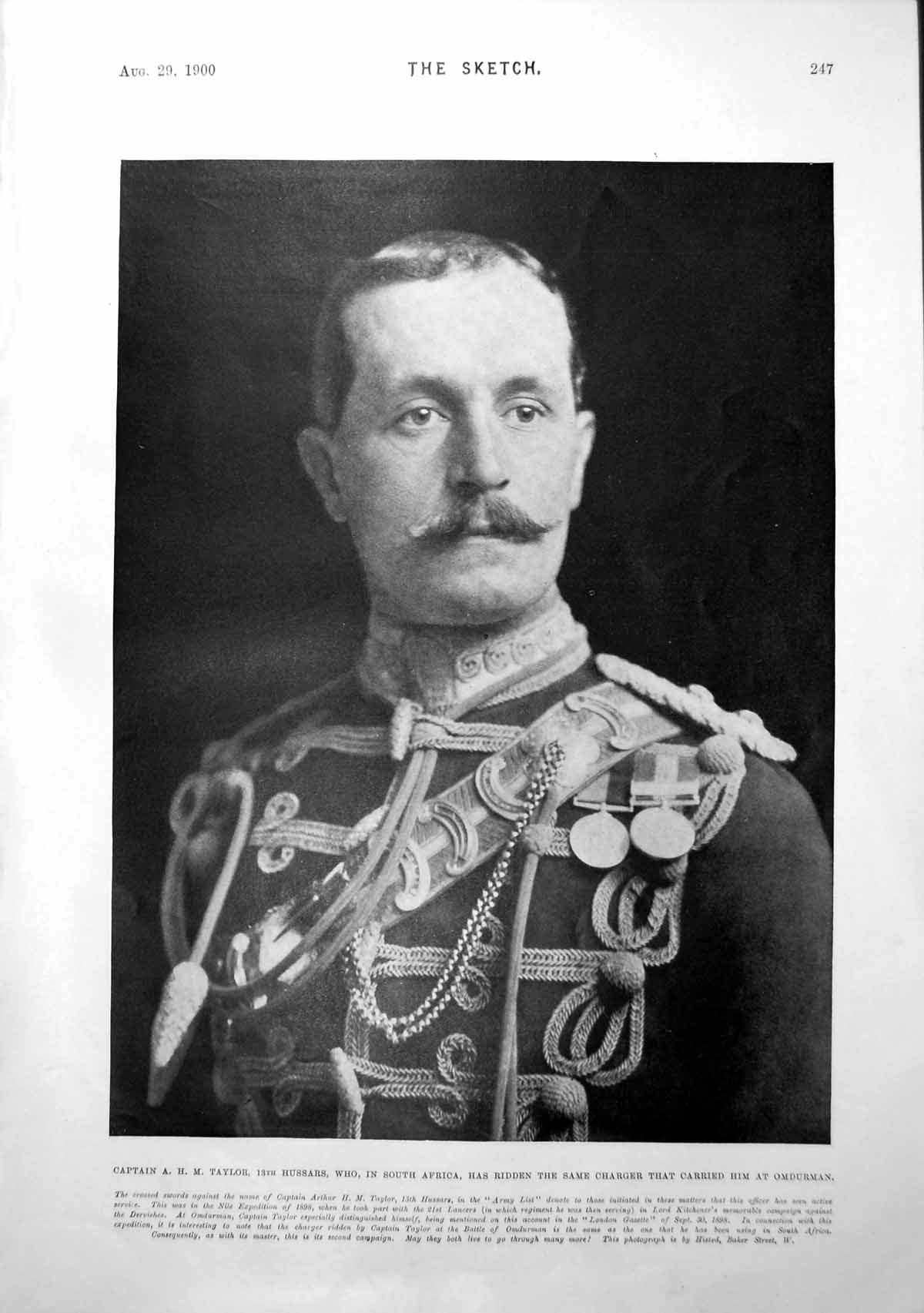 Antique Old Print Captain Ahm Taylor South Africa Battle Abbey Gateway 1900