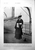 Original Old Antique Print Lady Arthur Grosvenor Ship Grasmere Wrestling 1900