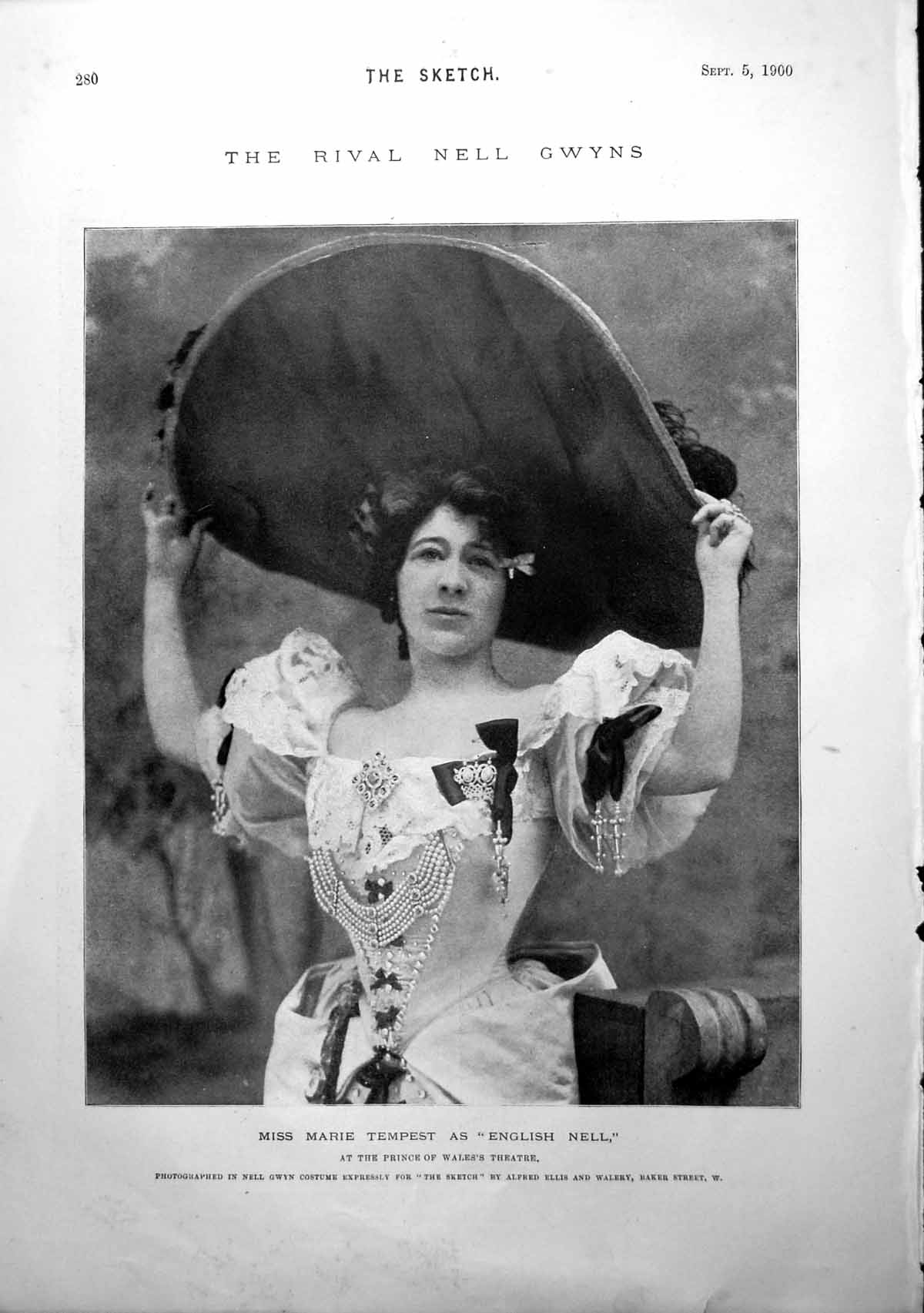 Antique Print Miss Marie Tempest As English Nell Mrs Gertrude Muillot 1900 20th