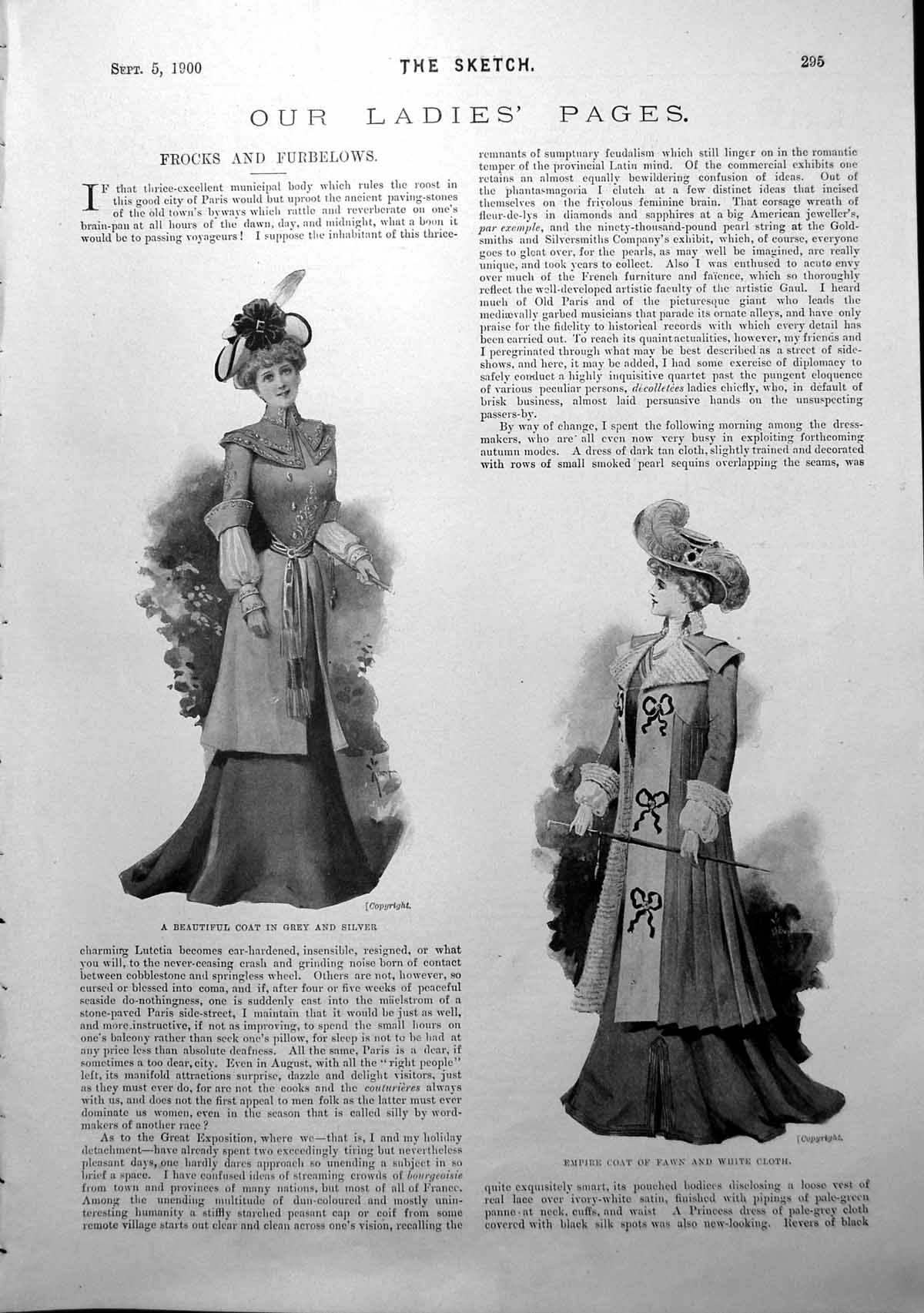 Old Antique Print Coat Empire Style New Hat For The Seaside Fashions 1900 20th