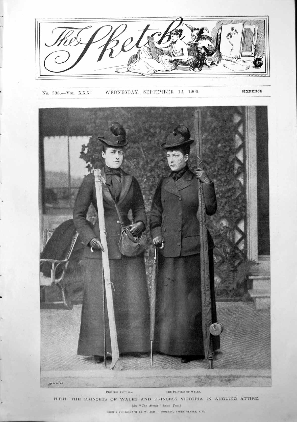 Old Antique Print Princess Wales Princess Victoria In Angling Attire 1900 20th