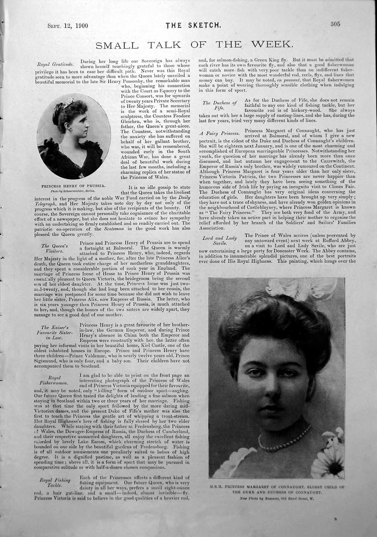 Antique Old Print Princess Henry Prussia M Connaught Lord Portarlington 1900