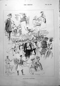 Antique Old Print Blackpool Sketches Winter Gardens Rock Scilly Isles 1900 20th