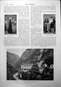 Original Old Antique Print Ossalois Peasants Establishment At Eaux Chaudes 1900