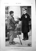 Old Antique Print Parson Tramp Brotherly Love Piece Bread No Butter 1900 20th
