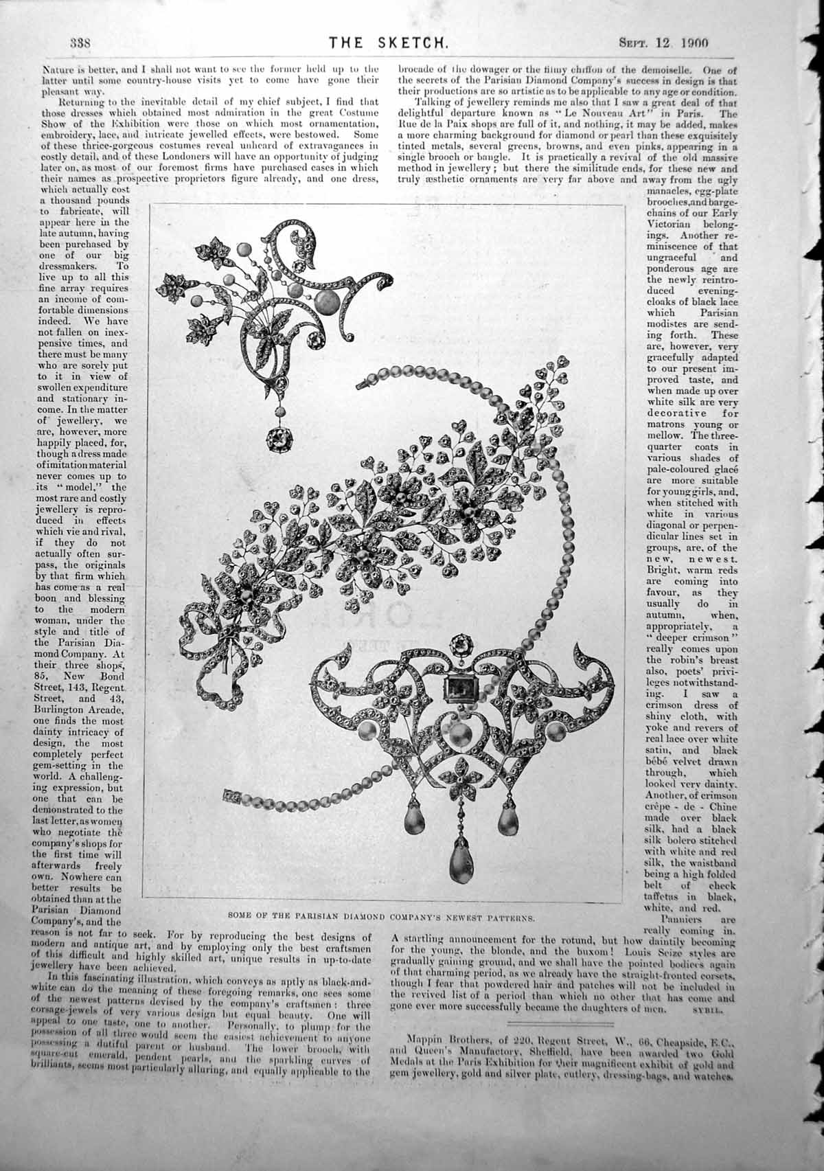 Antique Print Parisian Diamond Patterns Automobile Coat Mountaineering 1900