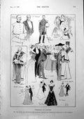 Antique Old Print Lord Mayor Company Journalists Sketches Mary Chatteris 1900