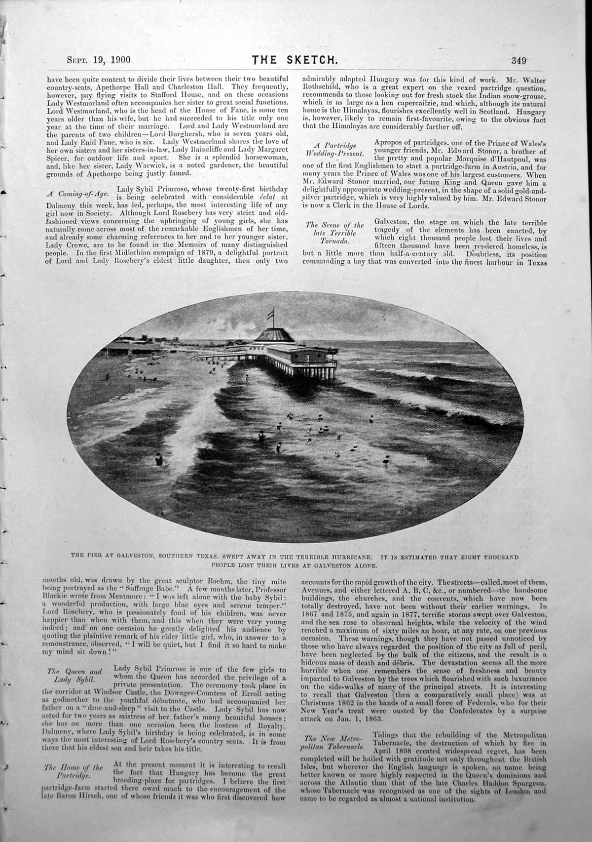 Old Print Pier Galvestonn S Texas Swept Away Hurricane Pollie Emery 1900 20th