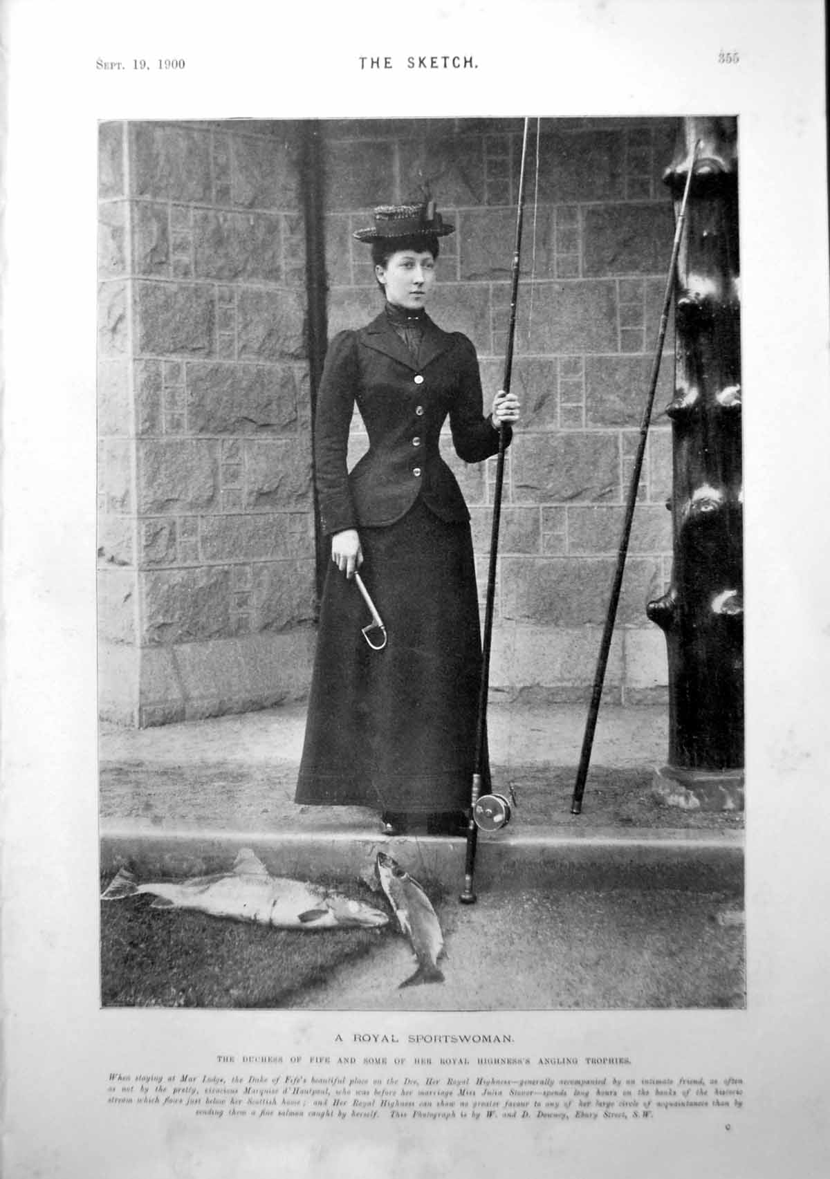 Antique Old Print Duchess Fife Angling Trophies Cornish Mackerel Fleet 1900