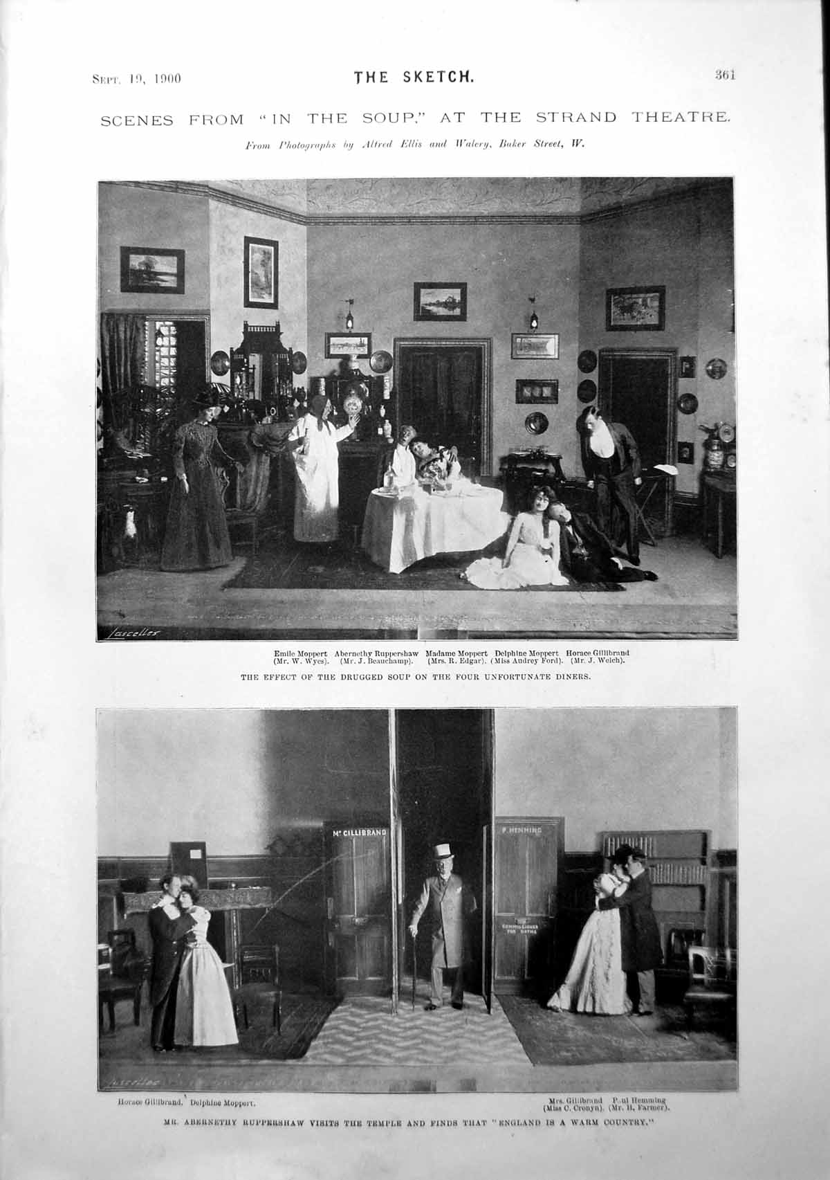 Antique Old Print Scenes From Soup Dan Leno Singing His New Hunting Song 1900