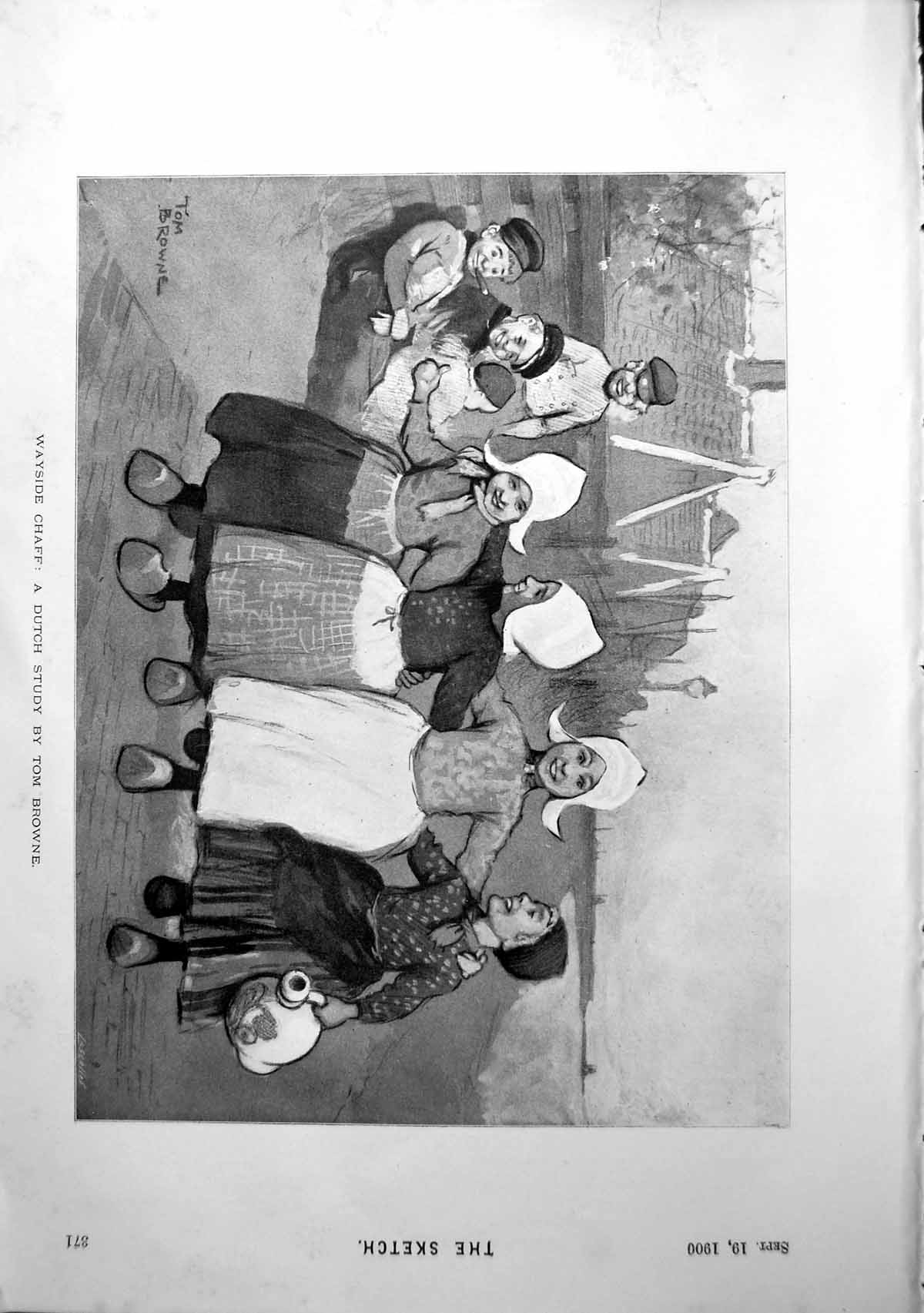 Old Print Dutch Study Children T Browne Silver Trophy Hms Excellent 1900 20th