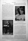 Antique Old Print Mr C Cartwright Miss Mabel Allen Mr Lionel Mackinder 1900