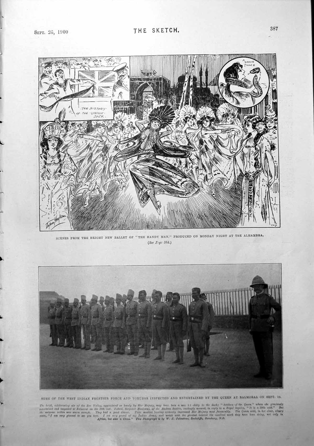 Antique Old Print Sketch Ballet West Indian Frontier Force Sir Em Satow 1900
