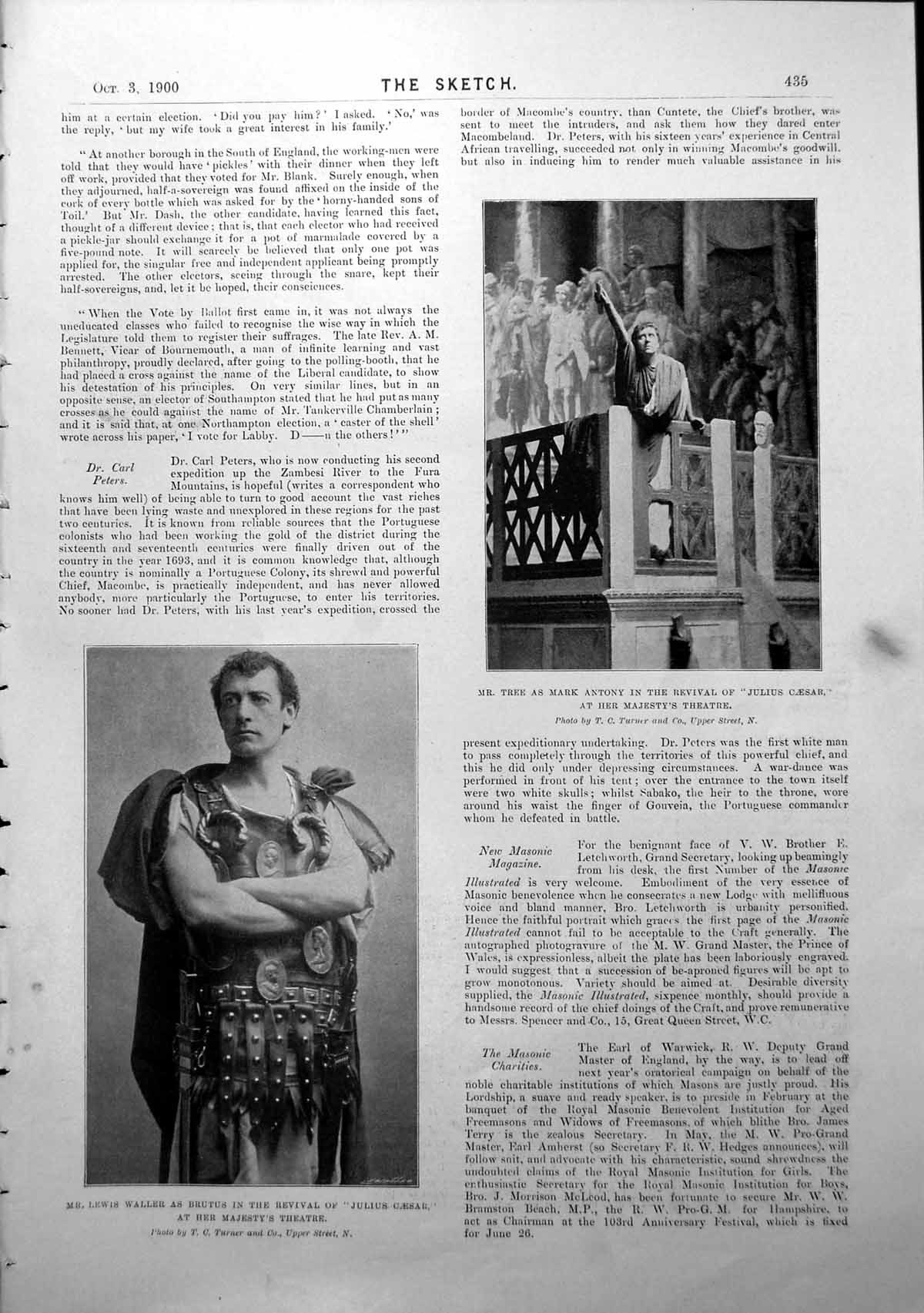 Original Old Antique Print Lewis Waller Mr Tree Portrait Miss Ellen Terry 1900