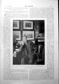 Original Old Antique Print Mr Fred Terry Studying At Home Part Nell Gwyn 1900