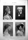 Antique Old Print Miss Constance Collier Senor Sarasate Sir W Harcourt 1900