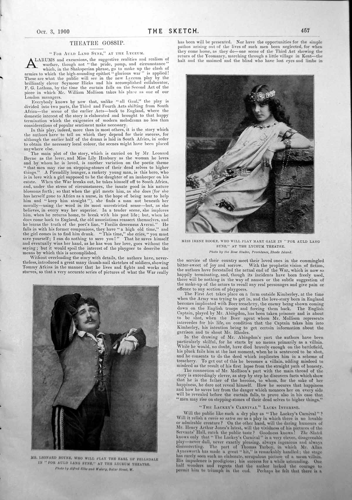 Antique Print Miss Irene Rooke Mr Leonard Boyne In For Auld Lang Syne 1900 20th